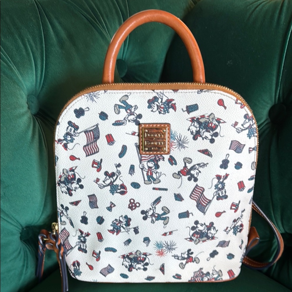 Disney Dooney & Bourke White and Brown Backpack with Leather Trim